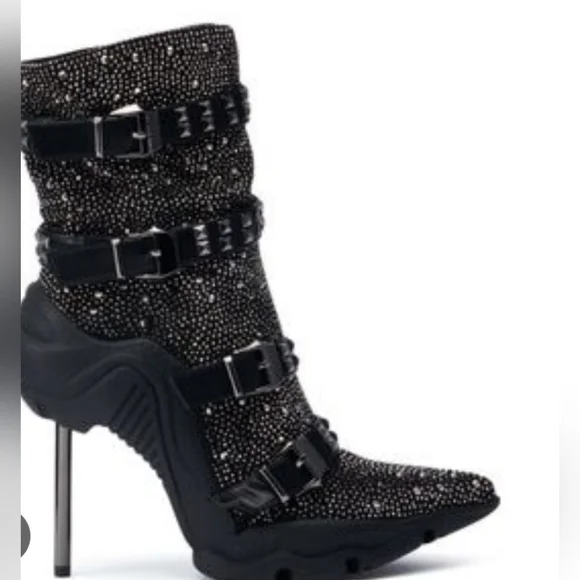 SOLD 🚨AZALE A WANG Black Studded Women's High Heel Boots - Picture 2 of 8